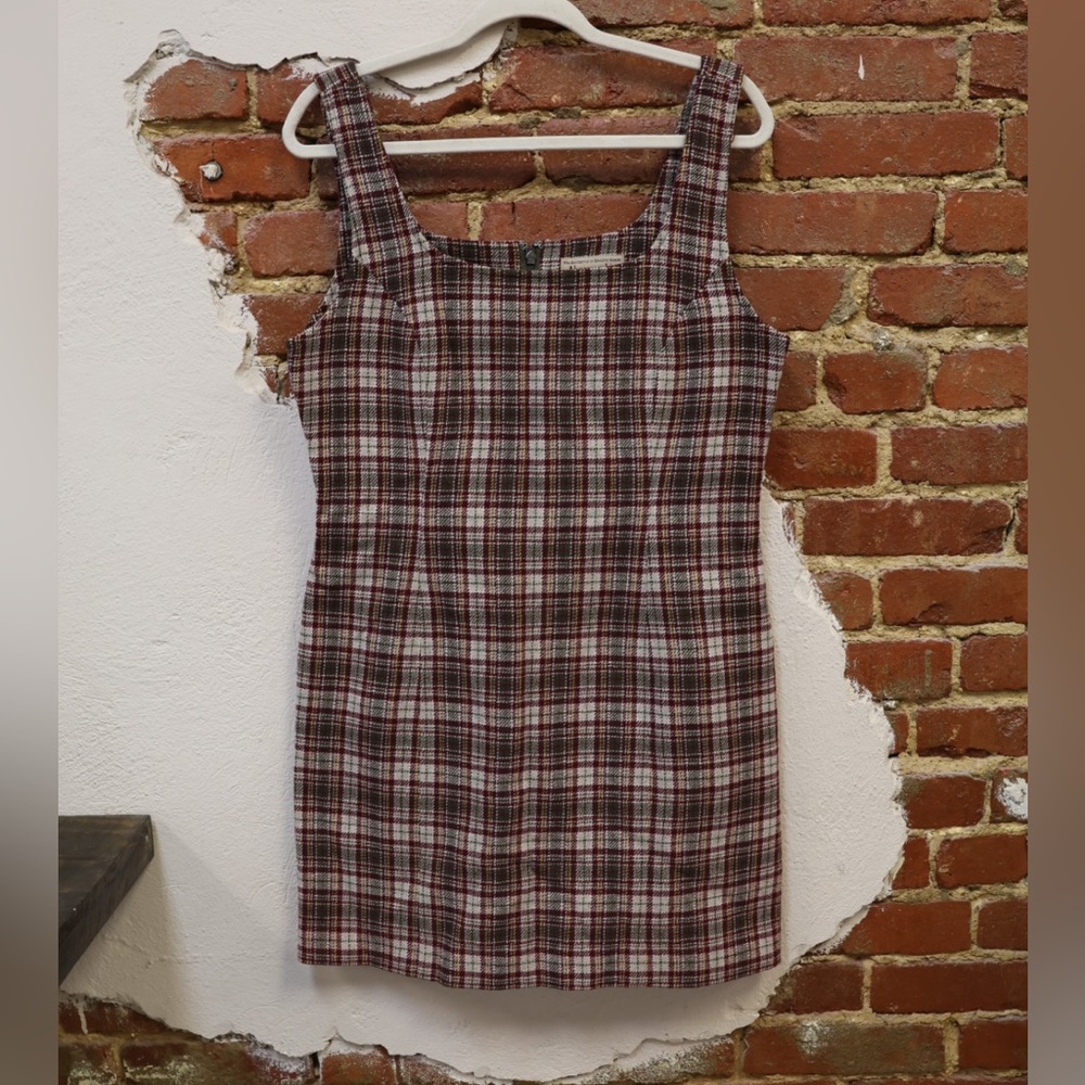VINTAGE Abercrombie & Fitch Plaid Pinafore Dress Made in Hong Kong